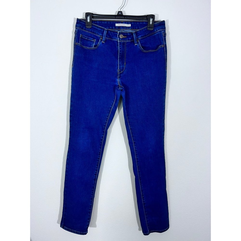 Levi Strauss Woman Size 12 Dark Indigo Blue Mid-Rise Skinny Jeans Denim Pants